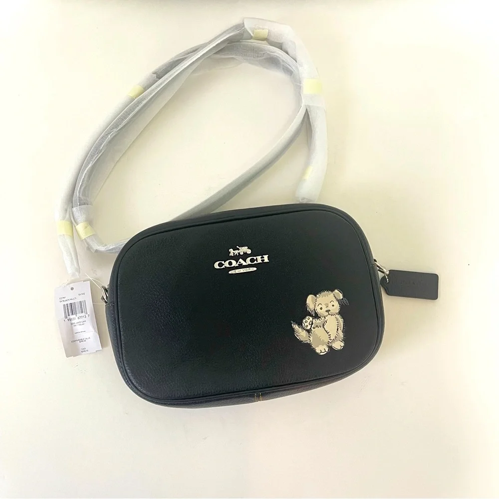 Coach Jamie Camera Bag With Happy Dog In Silver & Black Multi Color- New W/ Tag - Picture 2 of 16